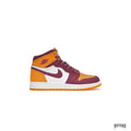 JORDAN 1 RETRO HIGH OG BROTHERHOOD (GS) sneaker with burgundy, gold, and white leather.