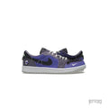 JORDAN 1 RETRO LOW OG ZION WILLIAMSON VOODOO ALTERNATE with purple, black, and grey panels, skull detail.