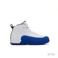 JORDAN 12 RETRO BLUEBERRY (PS) sneaker with white leather upper and vibrant blue textured mudguard.