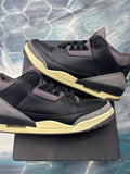 JORDAN 3 RETRO OG SP A MA MANIERE sneakers, black leather with grey suede accents and cream soles.