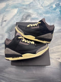 Pre-owned JORDAN 3 RETRO OG SP A MA MANIERE sneakers, black leather with grey suede accents and cream soles.
