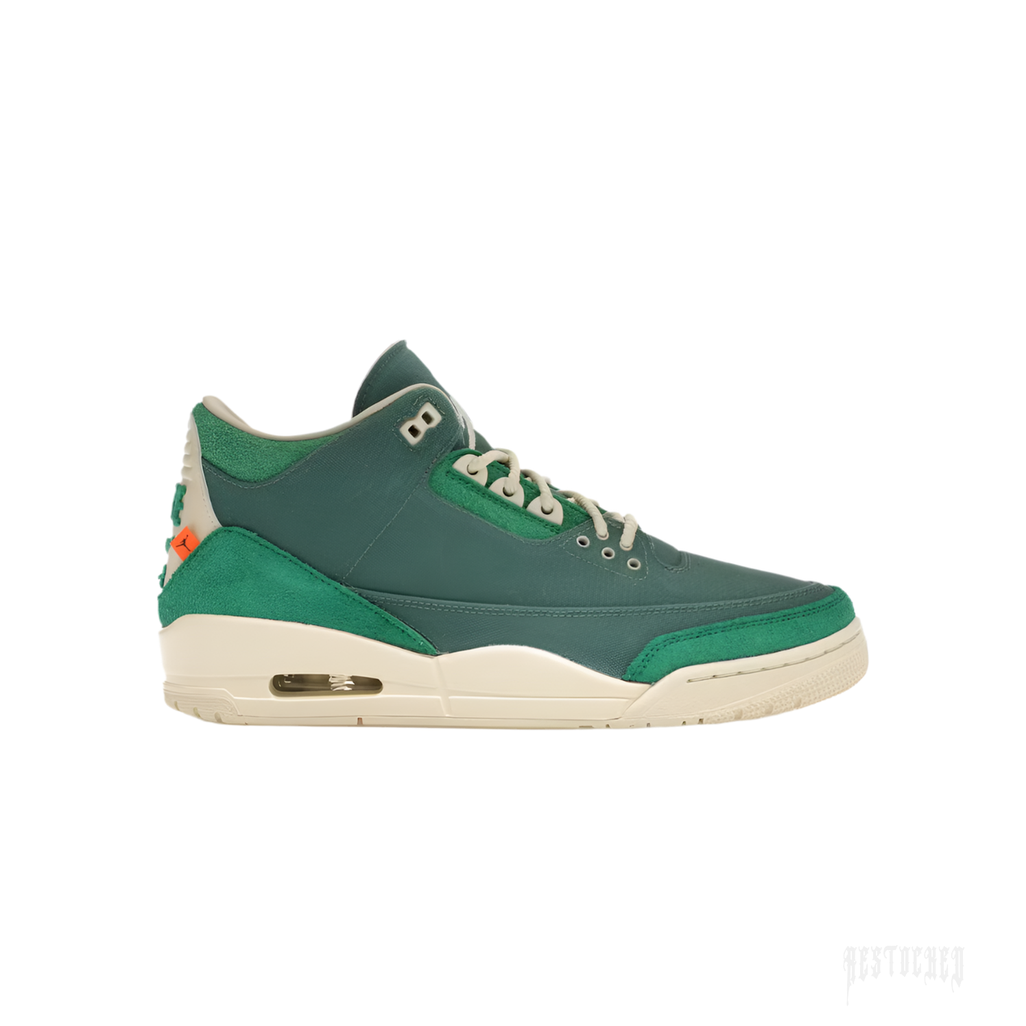 JORDAN 3 RETRO SP Nina Chanel Abney Bicoastal women's sneaker, featuring green leather and suede with cream accents.