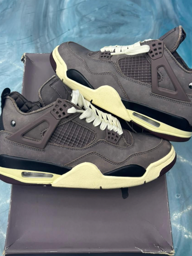Pre-owned Jordan 4 Retro A Ma Maniere, size 7, dark grey suede with cream and black sole.