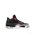 JORDAN 4 RETRO INFRARED sneaker, black and grey with bright red accents and visible air unit.