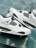 Pre-owned Jordan 4 Retro Oxidized Green sneakers, white leather with dark green accents and visible air unit.