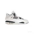 JORDAN 4 RETRO OXIDIZED GREEN sneaker, white leather upper with dark green accents and mesh panels.
