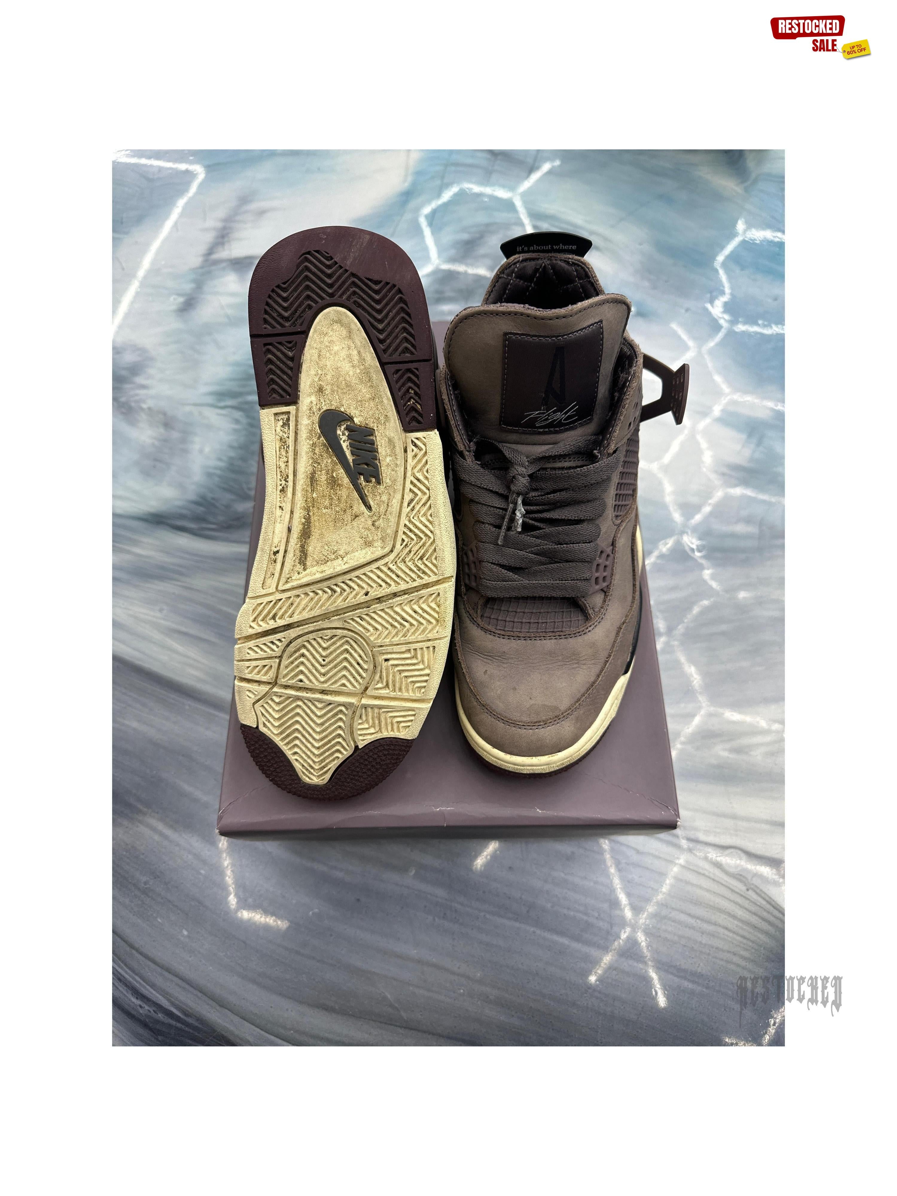 Pre-owned Jordan 4 Retro SP A Ma Maniere Violet Ore sneakers, size 7.5, with visible sole wear.