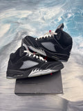 Pre-owned Jordan 5 Retro Black Metallic Reimagined size 10 sneakers with white laces.