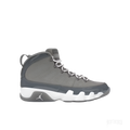 JORDAN 9 RETRO COOL GREY sneaker with patent leather mudguard, white midsole, and Jumpman logo.