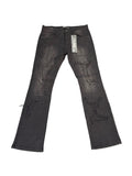 KDNK Skinny Flare Black Jeans with distressed details and a faded wash.