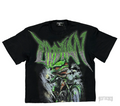 Black MIX EMOTION GOBLIN RHINESTONE TEE with green goblin riding a motorcycle design.