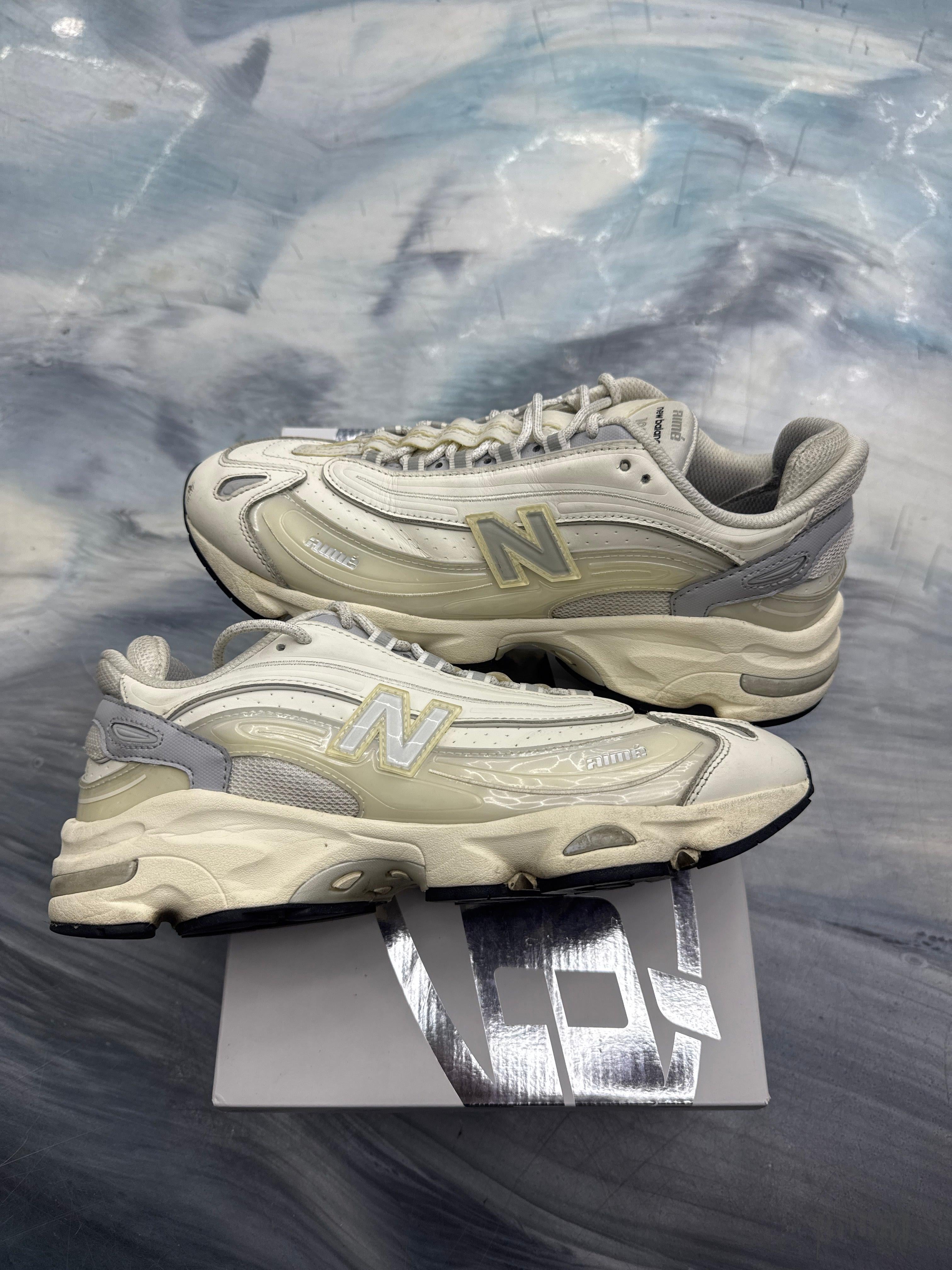Pre-owned New Balance 1000 Aime Leon Dore white sneakers, size 10.5, with mesh and leather overlays.