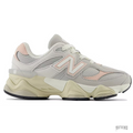 New Balance 9060 Grey Matter Pink Haze PS sneaker with mesh and suede upper, chunky off-white sole.