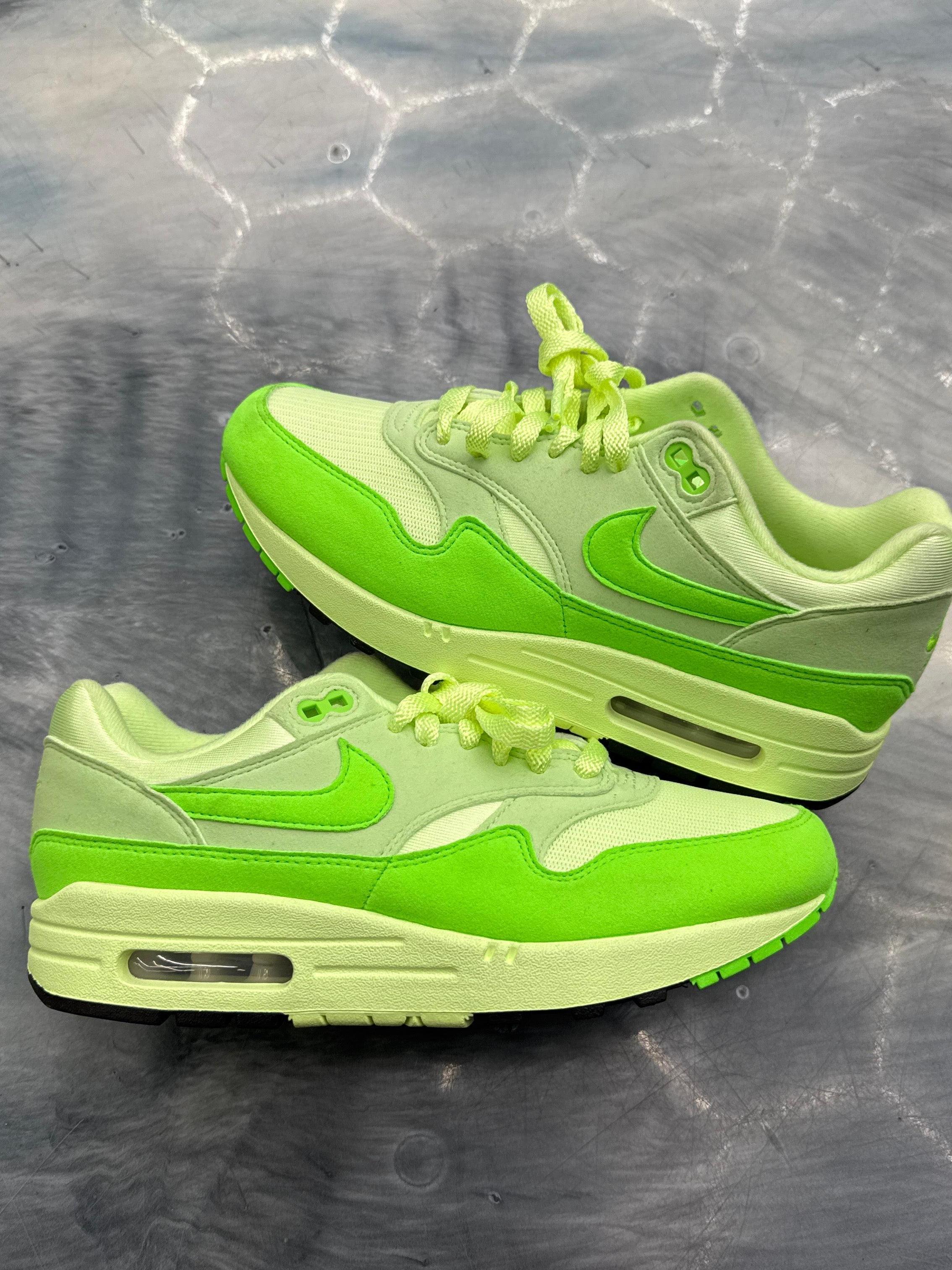 NIKE AIR MAX 1 87 in high saturation vapor green, women's size 8.5W, pre-owned.