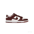 NIKE DUNK LOW TEAM RED sneakers, featuring a white leather base with deep red overlays and a white Swoosh.