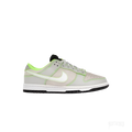 NIKE DUNK LOW University of Oregon PE: Grey leather, neon green accents, white swoosh, black sole.