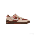 Nike Field General Union LA Shimmer sneaker, beige leather and red mesh, brown sole, red stripe details.
