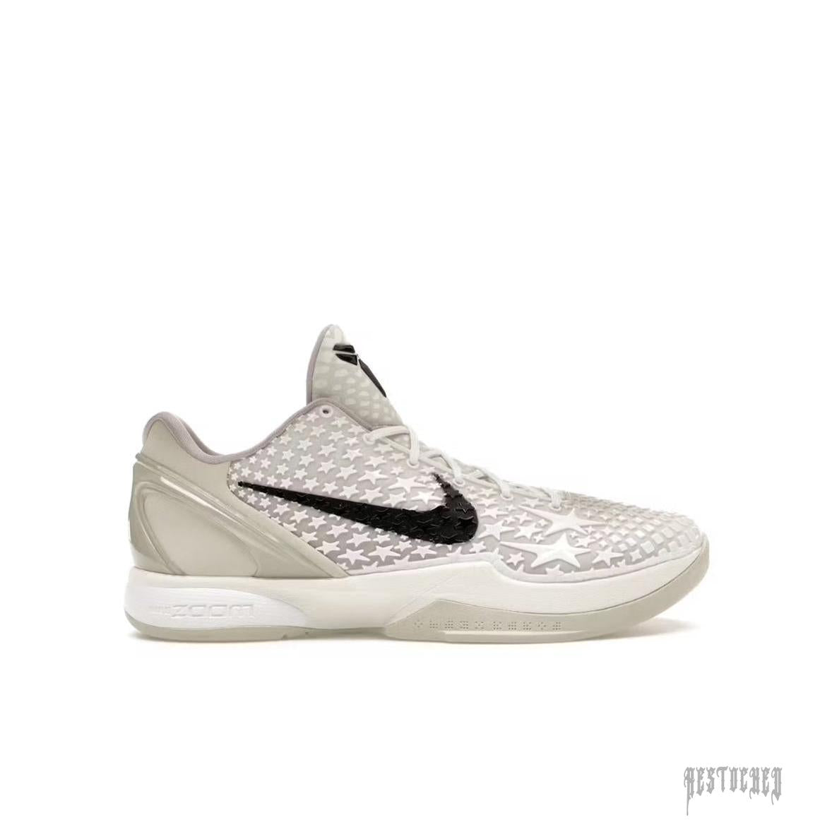 NIKE KOBE 6 PROTRO SAIL ALL-STAR sneaker with white star pattern, black swoosh, and sail accents.