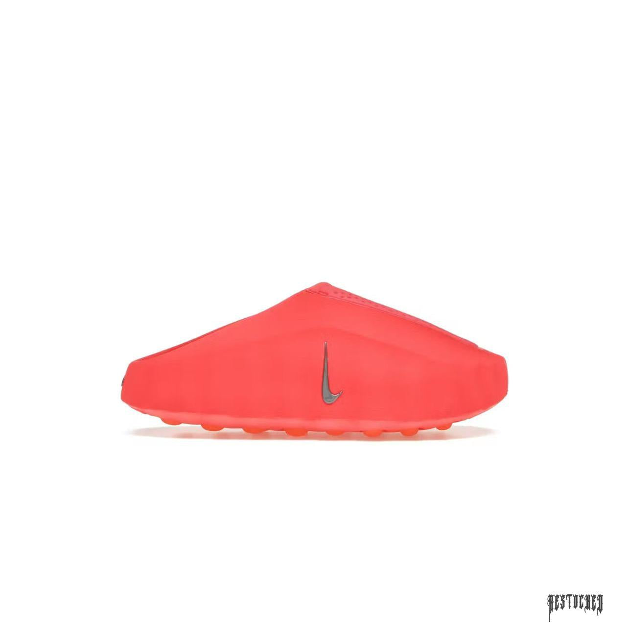 NIKE MIND 001 SLIDE in vibrant solar red with a subtle grey Nike swoosh on the side.