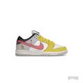 NIKE SB DUNK LOW PRO BE TRUE sneakers with colorful panels, pink swoosh, and unique graphic details.