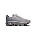 ON RUNNING CLOUDMONSTER VOID light grey running shoe with thick CloudTec sole and mesh upper.