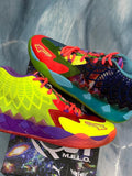 Pre-owned PUMA LaMelo Ball MB.01 Be You size 10 sneakers with vibrant multicolor design, mesh, and synthetic overlays.