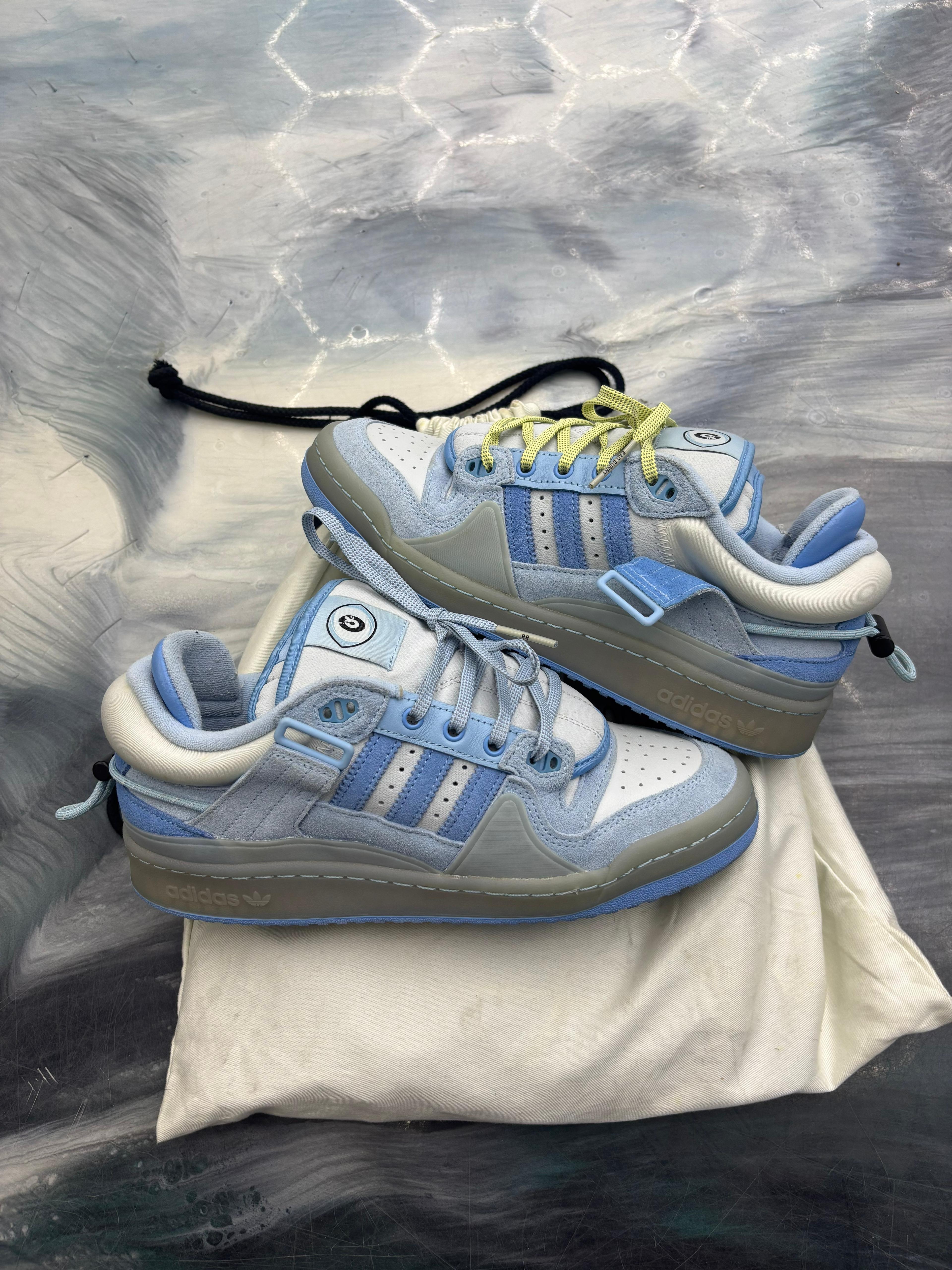 ADIDAS FORUM BUCLE LOW BAD BUNNY BLUE TINT PRE OWNES SIZE 7.5 NO BOX