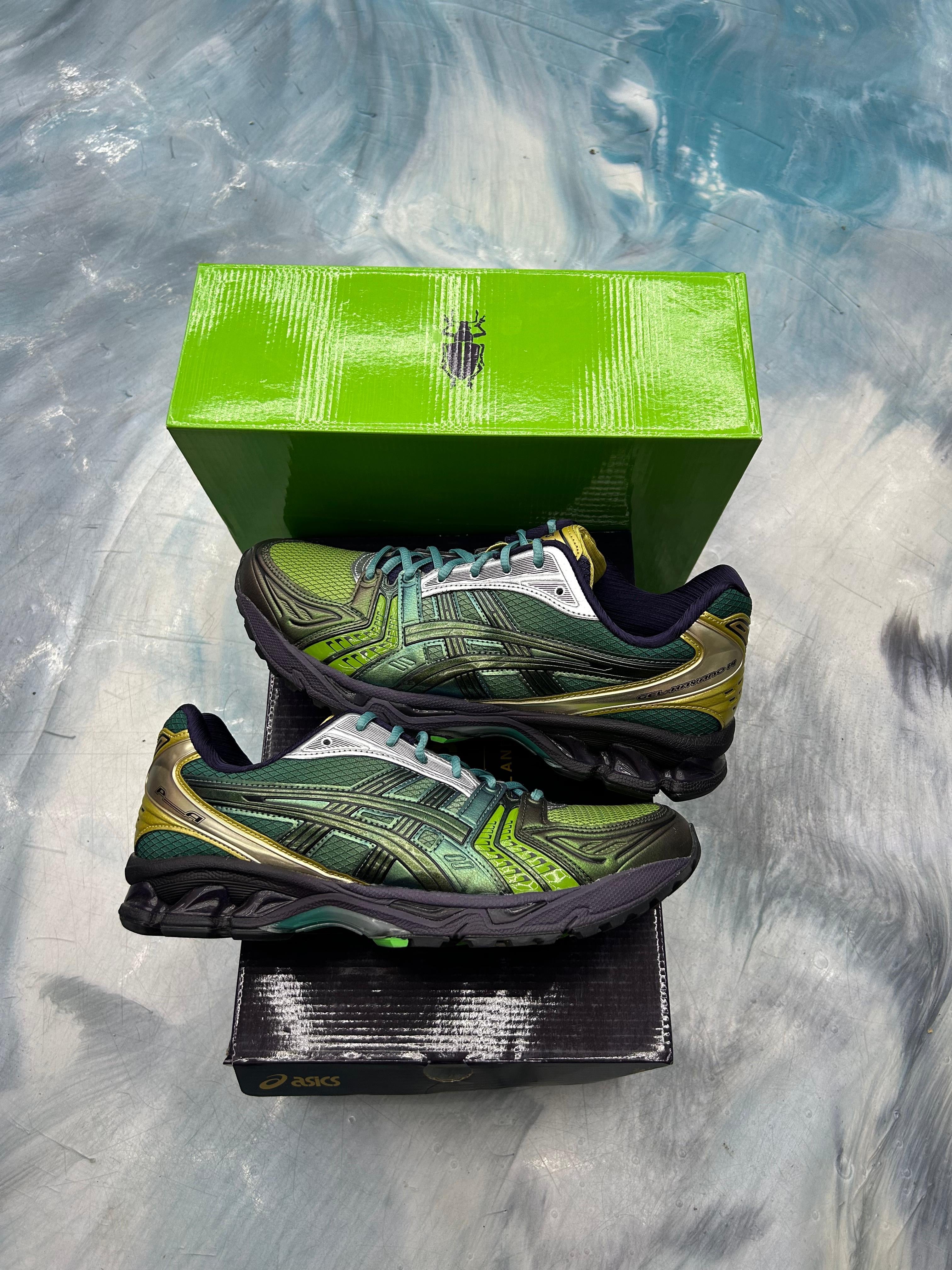 ASICS GEL KAYANO 14 P. ANDRADE GRADATION GREEN PRE OWNED SIZE 11